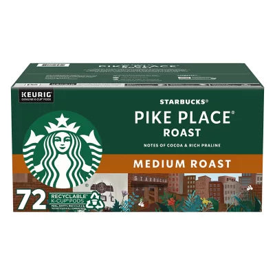 Starbucks Pike Place Medium Roast Coffee Pods, 72ct