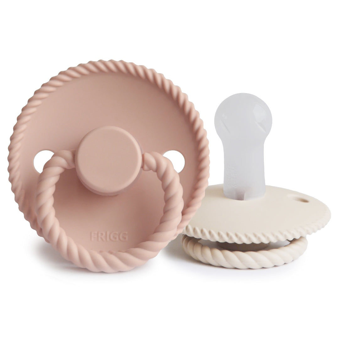 FRIGG Rope Silicone Baby Pacifier, Blush / Cream