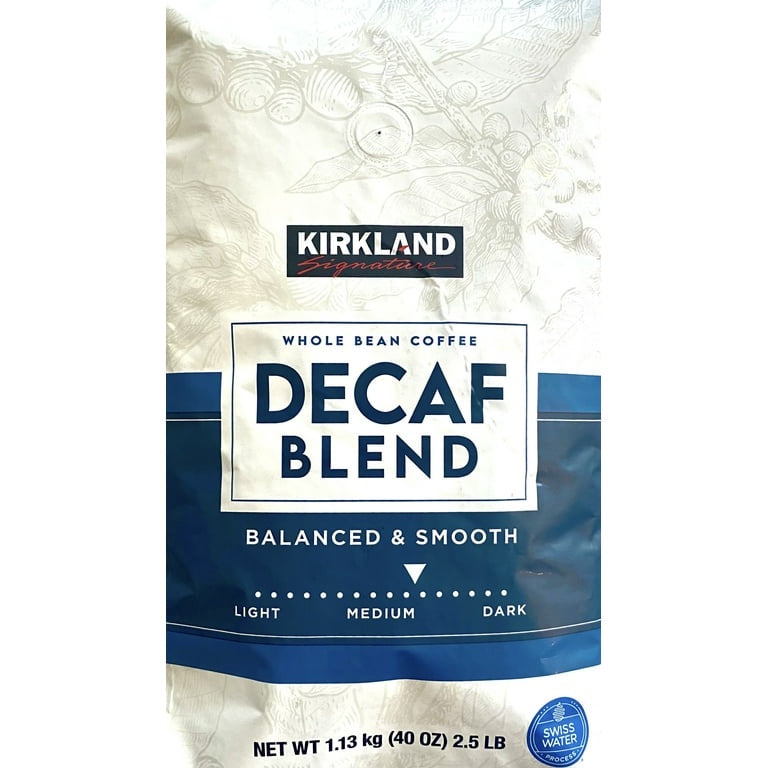 Kirkland Decaf House Blend Whole Bean Coffee, Medium Roast, 2.5 lbs