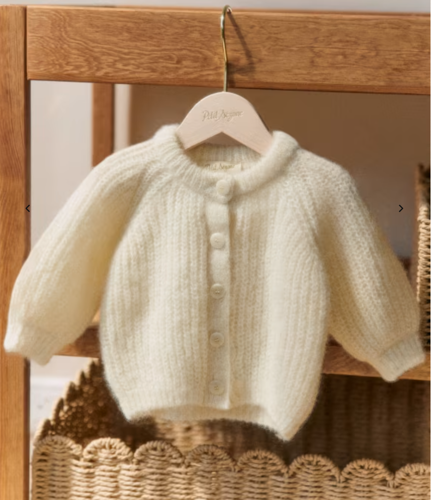 Alpaca Wool Knit Cardigan - Ecru 24m