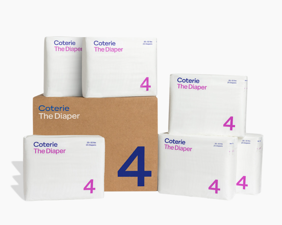 Coterie Ultra Soft Diapers, Monthly Supply - Size 4