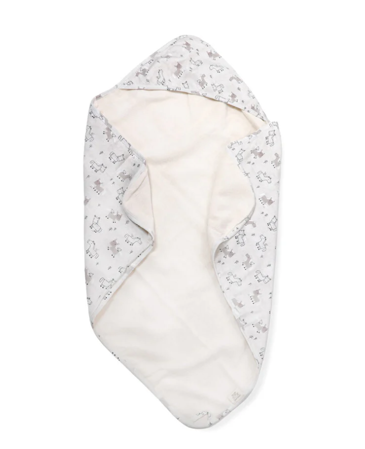 Horse & Bird Reversible Baby Hooded Towel (Organic Cotton)