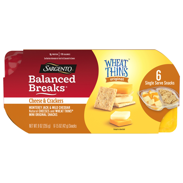 Sargento Balanced Breaks, Cheese & Wheat Thins Crackers, 6x1.5oz