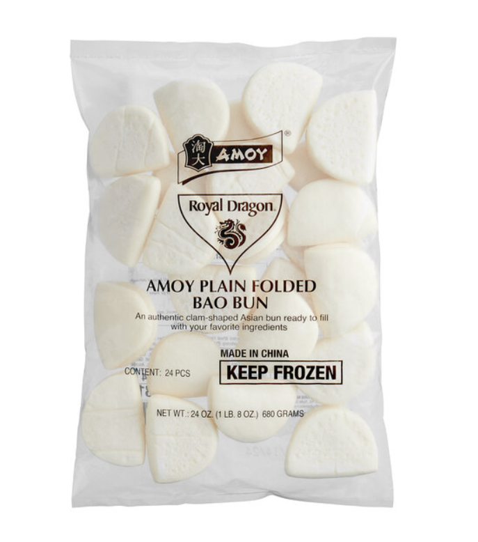Amoy Royal Dragon White 2.5 x 3.5" Folded Bao Bun