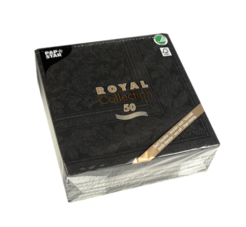 Papstar Royal Collection Elegance Napkins - Black, 50ct