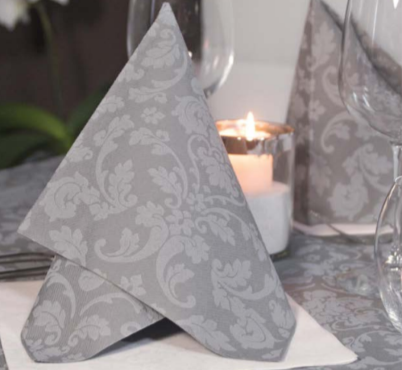 Victoria Grigio Airlaid Napkins, Gray, 50ct pk