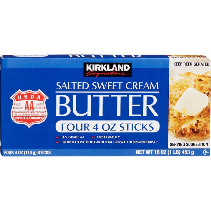 Kirkland Salted Sweet Cream Butter Sticks, 1lb