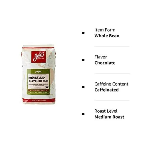 Jose Organic Mayan Blend Whole Bean Coffee, 40 oz.
