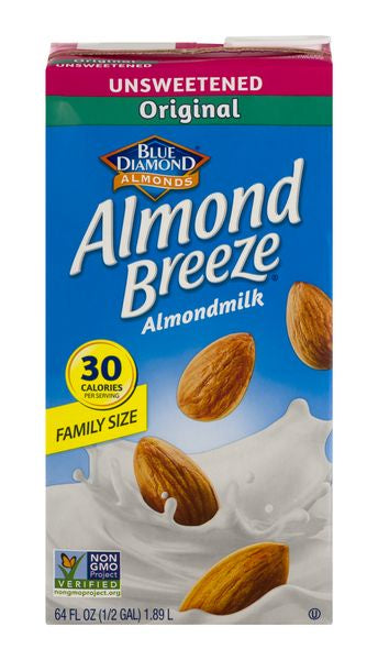 Blue Diamond Almond Breeze, Original, Unsweetened 1/2 gal