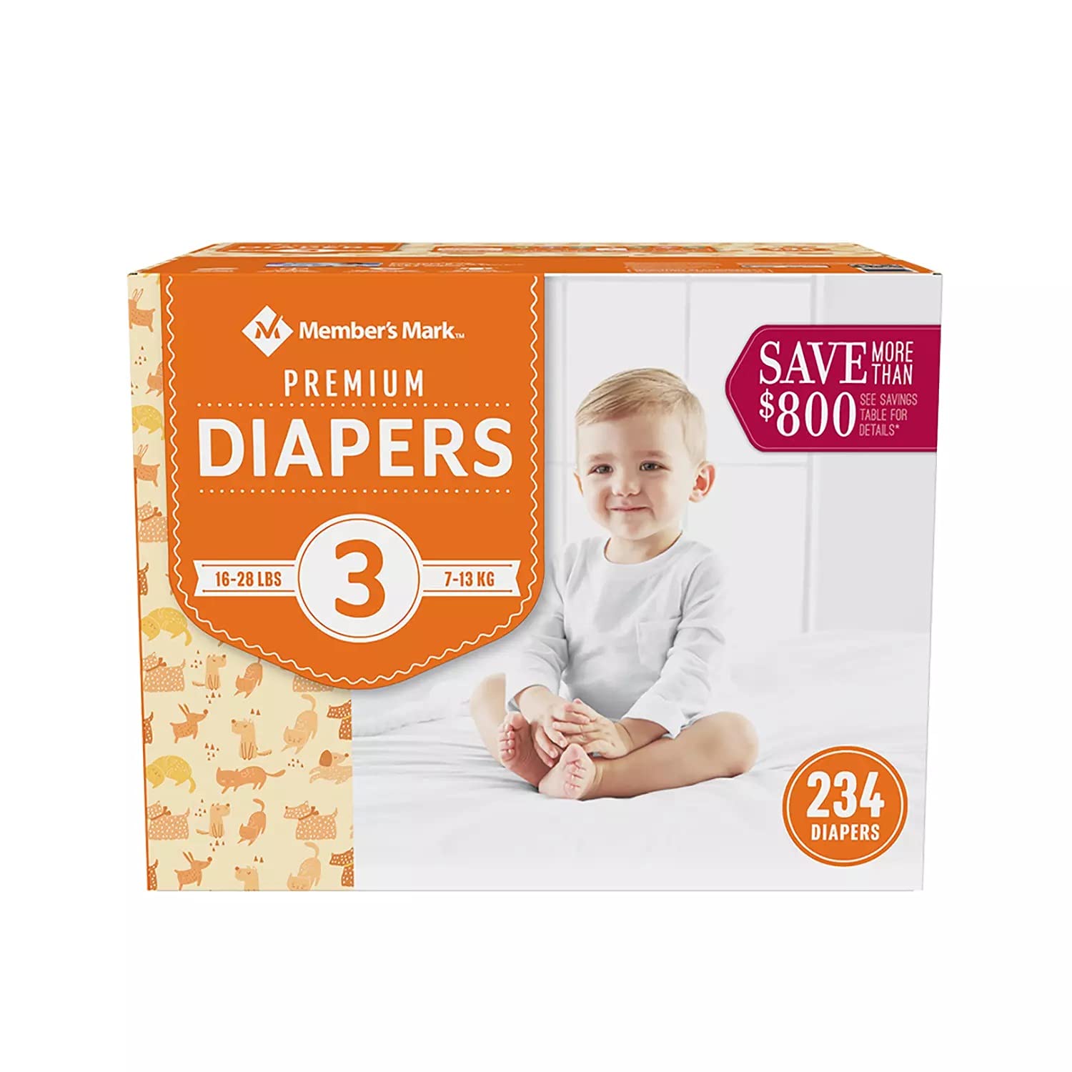 Member's Mark Premium Diapers Size 3, 78ct