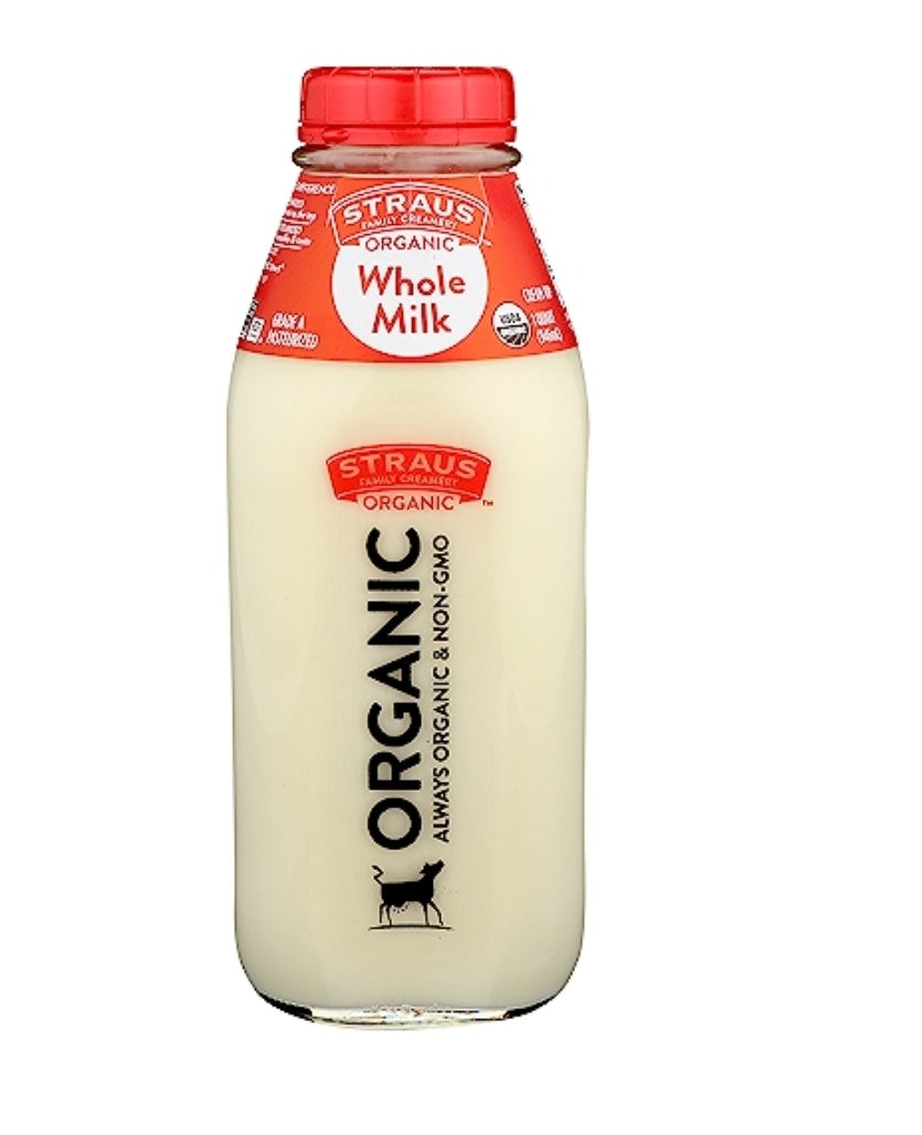 Straus Milk Whole Cream Top Org, 1 quart