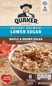 Quaker Instant Oatmeal, Lower Sugar, Maple & Brown Sugar, 8ct