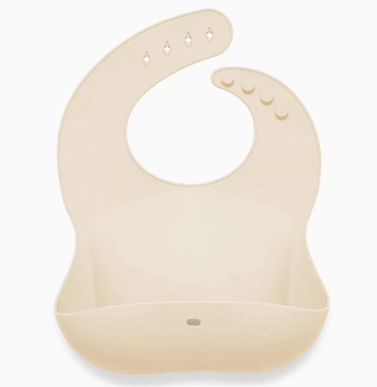 Silicone Baby Bib Roll Up & Stay Closed - (Sand)